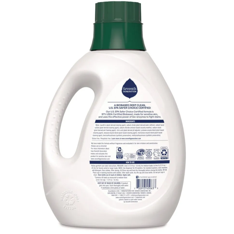 Seventh Generation 90 oz Natural Liquid Sensitive Skin Laundry Detergent Bottle - Free and Clear (4/Carton)