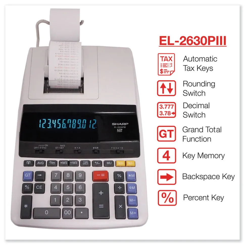 Sharp Black/Red Print 4.8 Lines/Sec Two-Color Printing Calculator