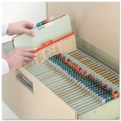 Smead Eight SafeSHIELD Fasteners 2/5-Cut Tabs 3 Dividers Legal Size Pressboard Classification Folders - Gray-Green (10/Box)