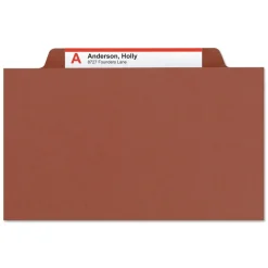 Smead Eight SafeSHIELD Fasteners 2/5-Cut Tabs 3 Dividers Legal Size Pressboard Classification Folders - Red (10/Box)