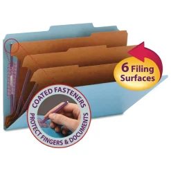 Smead Eight-Section 3-Divider Pressboard Top Tab Classification Folders - Legal Size/Blue (10/Box)