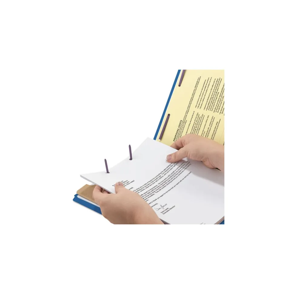 Smead Four SafeSHIELD Fasteners 1 Divider Legal Size Four-Section Pressboard Top Tab Classification Folders - Dark Blue (10/Box)