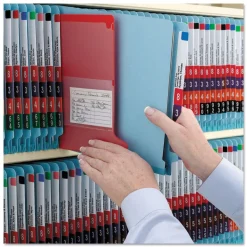 Smead 2 in. Expansion End Tab Pressboard Classification Folders - Blue/Legal Size (10/Box)
