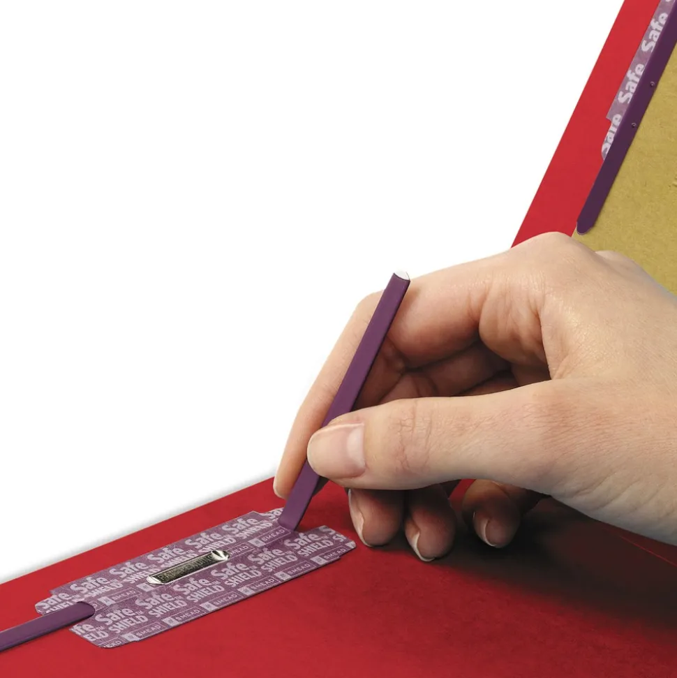 Smead 2 in. Expansion End Tab Pressboard Classification Folders - Bright Red/Legal Size (10/Box)
