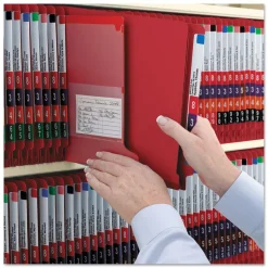 Smead 2 in. Expansion End Tab Pressboard Classification Folders - Bright Red/Legal Size (10/Box)