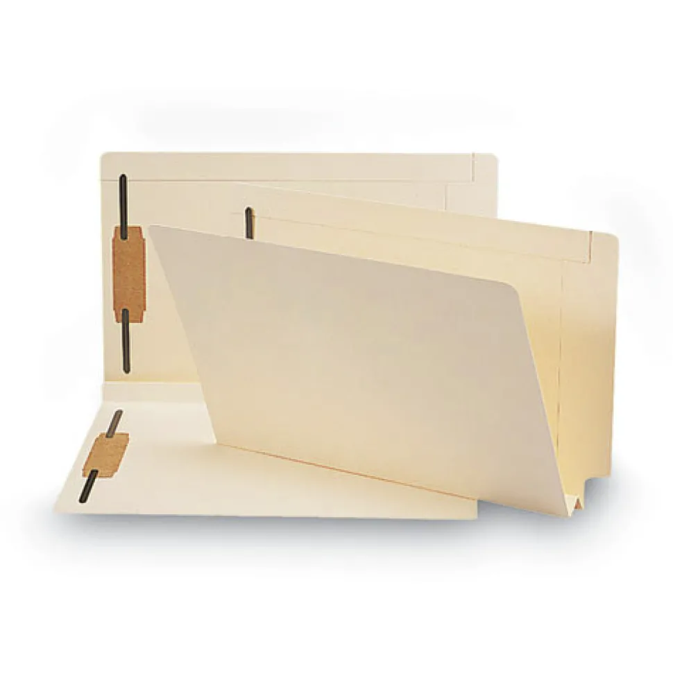 Smead 1.5 in. Expansion End Tab W-Fold 2-Fastener Folders with Reinforced Tabs - Legal Size/Manila (50/Box)
