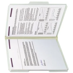 Smead 1 in. Expansion Recycled Pressboard Folders with 2 SafeSHIELD Fasteners - Letter Size/Gray-Green (25/Box)