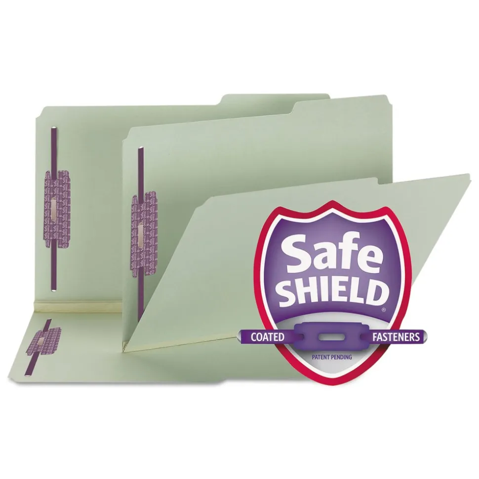 Smead 2 in. Expansion Recycled Pressboard Folders - Gray-Green/Legal Size (25/Box)