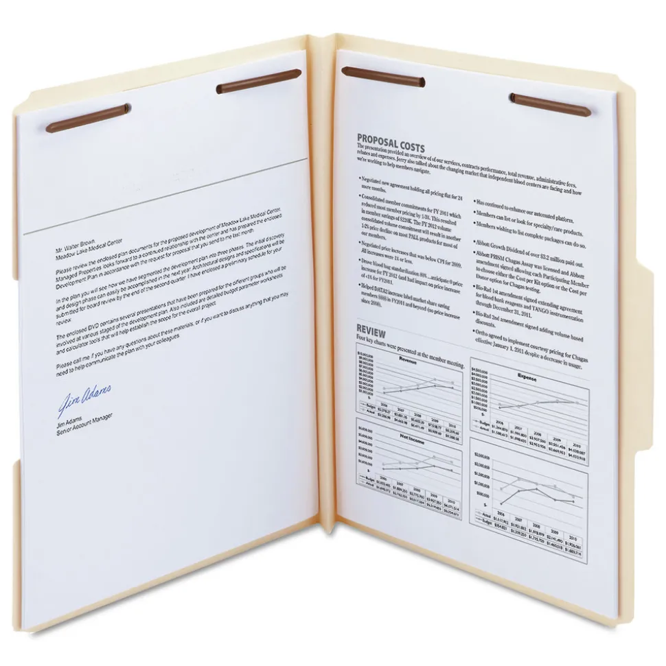 Smead 1.5 in. Top Tab Manila Expansion 2-Fastener Folders - Letter Size/Manila Exterior (50/Box)