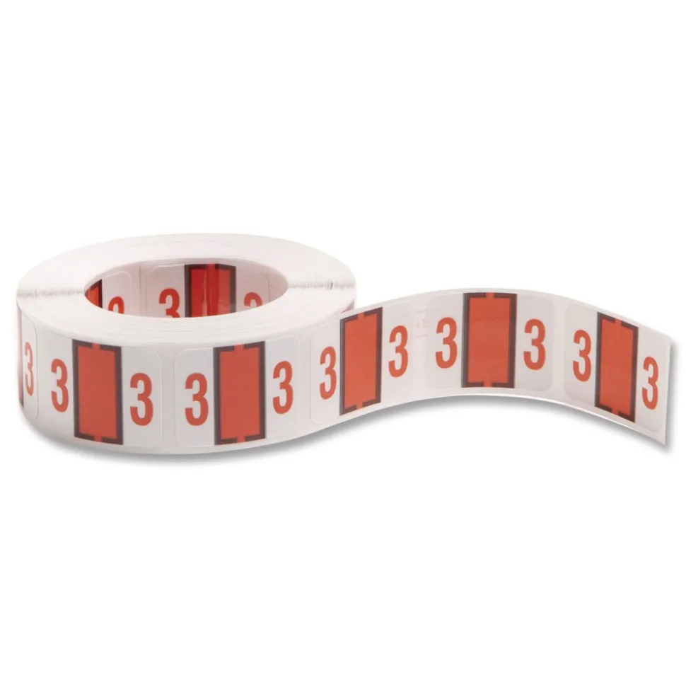 Smead 1 in. x 1.25 in. 3 Numerical End Tab File Folder Labels - White (1-Roll)