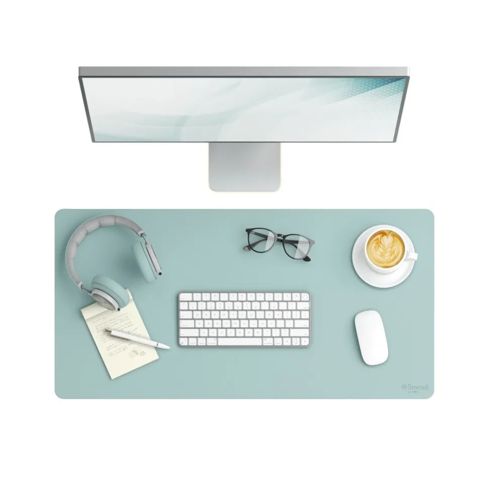 Smead 31.5 in. x 15.7 in. Vegan Leather Desk Pads - Light Blue
