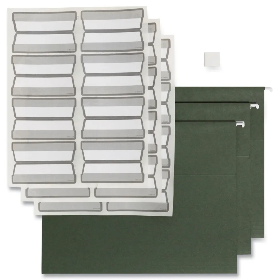 Smead 100 Percent Recycled Letter Size Hanging File Folders with ProTab Kit - Standard Green (1-Kit)