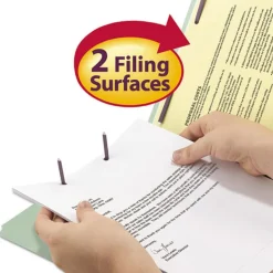 Smead Recycled Pressboard Fastener Folders with Straight Tabs - Letter, Gray/Green (25/Box)