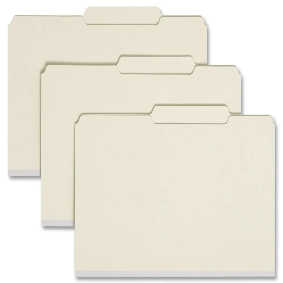 Smead Recycled Pressboard Folders with 2/5-Cut Tab - Letter, Gray-Green (25/Box)