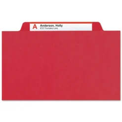Smead 8 SafeSHIELD Fasteners 3 Dividers Letter Size Eight-Section Pressboard Top Tab Classification Folders - Bright Red (10/Box)