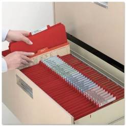 Smead 8 SafeSHIELD Fasteners 3 Dividers Letter Size Eight-Section Pressboard Top Tab Classification Folders - Bright Red (10/Box)