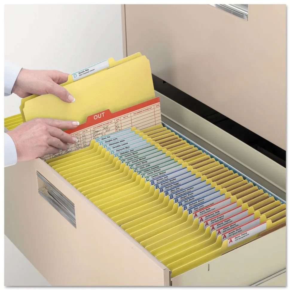 Smead 8 SafeSHIELD Fasteners 3 Dividers Letter Size 8-Section Pressboard Top Tab Classification Folders - Yellow (10/Box)
