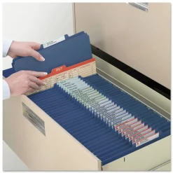 Smead 6 SafeSHIELD Fasteners 2 Dividers Legal Size 6-Section Pressboard Top Tab Pocket Classification Folders - Dark Blue (10/Box)