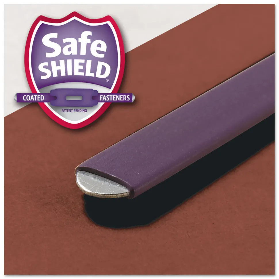 Smead 8 SafeSHIELD Fasteners 3 in. Expansion 3 Dividers Letter Size End Tab Pressboard Classification Folders - Red (10/Box)