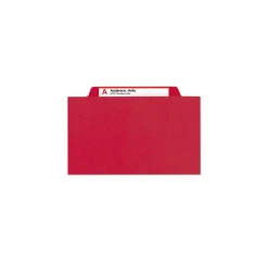 Smead 6-Section Pressboard Top Tab Classification Folders with 6 SafeSHIELD Fasteners - Letter Size/Bright Red (10/Box)
