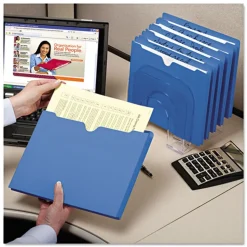 Smead Straight Tab Letter Size Colored File Jackets with Reinforced Double-Ply Tab - Blue (50/Box)