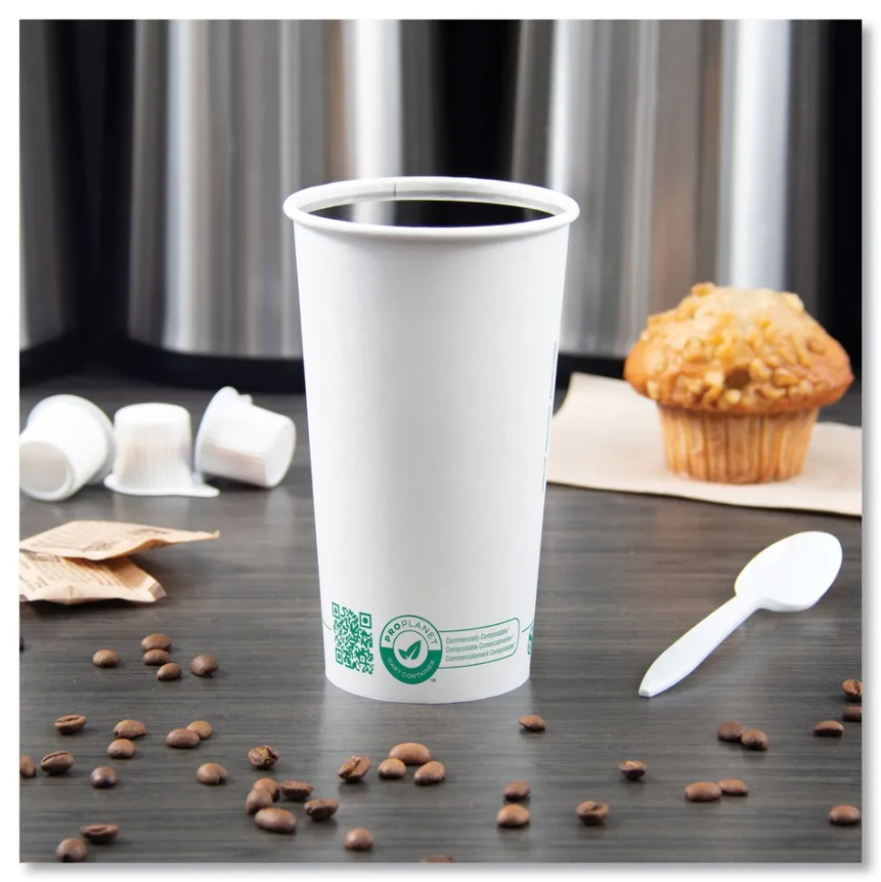 SOLO 20 oz Compostable Paper Hot Cups - White/Green (600/Carton)