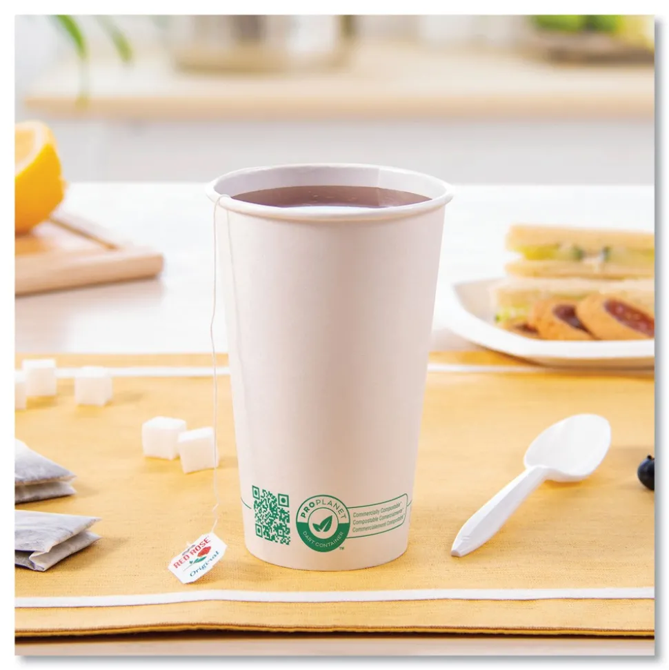 SOLO 16 oz Compostable Paper Hot Cups - White/Green (1000/Carton)