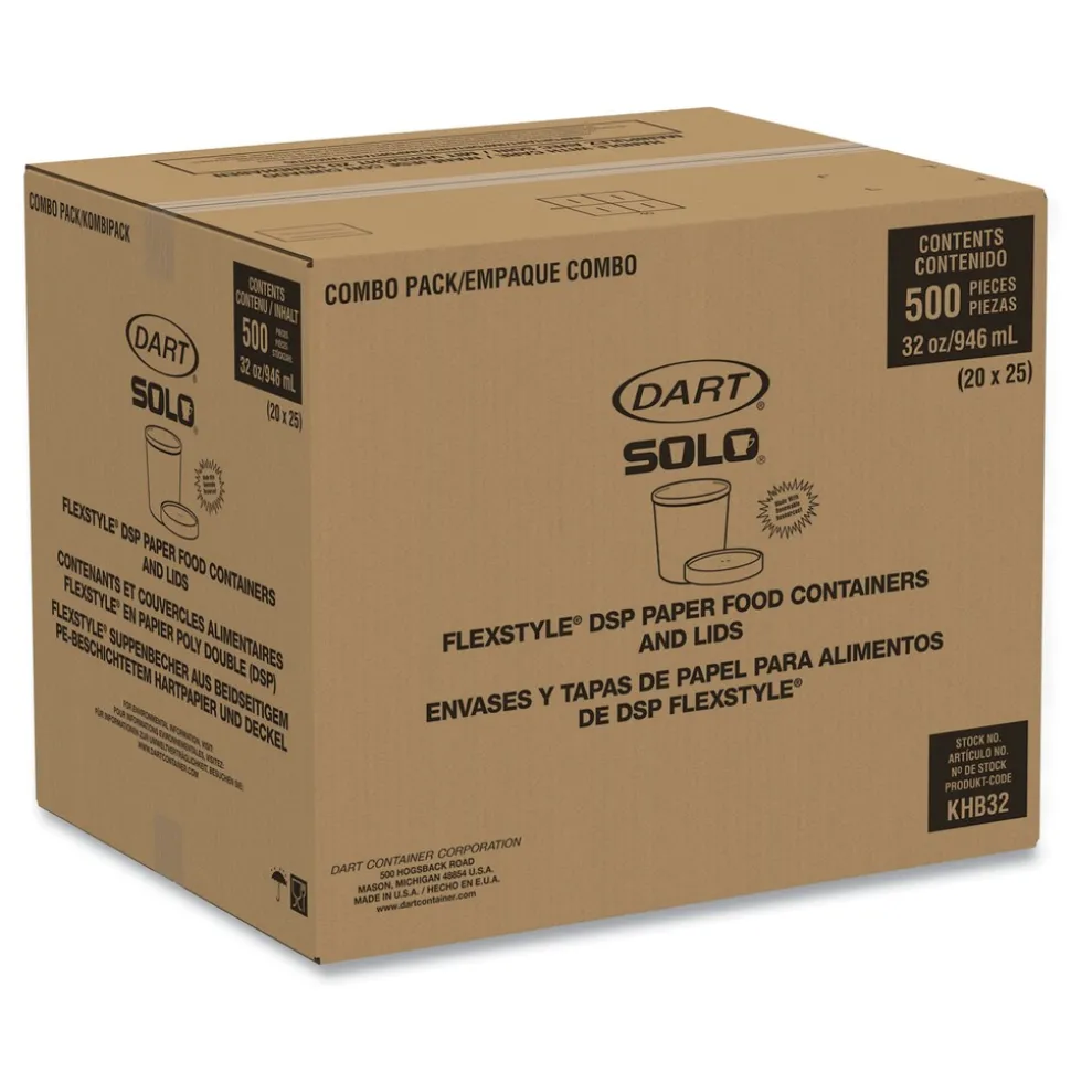 SOLO KHB32A-J8000 32 oz Flexstyle Double Poly Paper Food Combo Packs - Symphony (500/Carton)