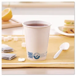 SOLO Recycled Content PCF Paper Hot Cups ProPlanet Seal 12 oz White/Blue (1000/Carton)