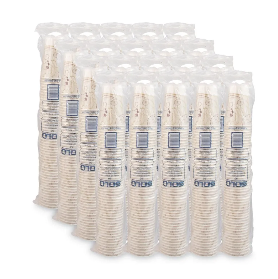SOLO RW16-J8000 Symphony Eco-Forward 16 oz. Paper Cold Cups - White/Red/Beige (1000/Carton)