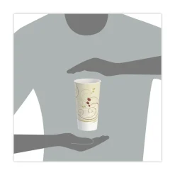 SOLO Symphony Design 21 oz Double Sided Poly Paper Cold Cups - Tan/Maroon/White (50/Pack, 20 Packs/Carton)