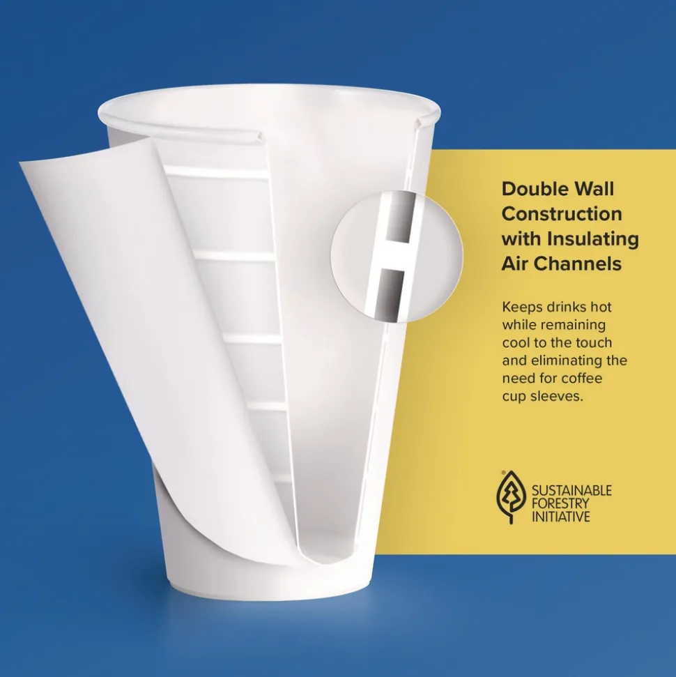 SOLO Thermoguard 12 oz. Sustainable Forest Print Insulated Paper Hot Cups - White (600/Carton)