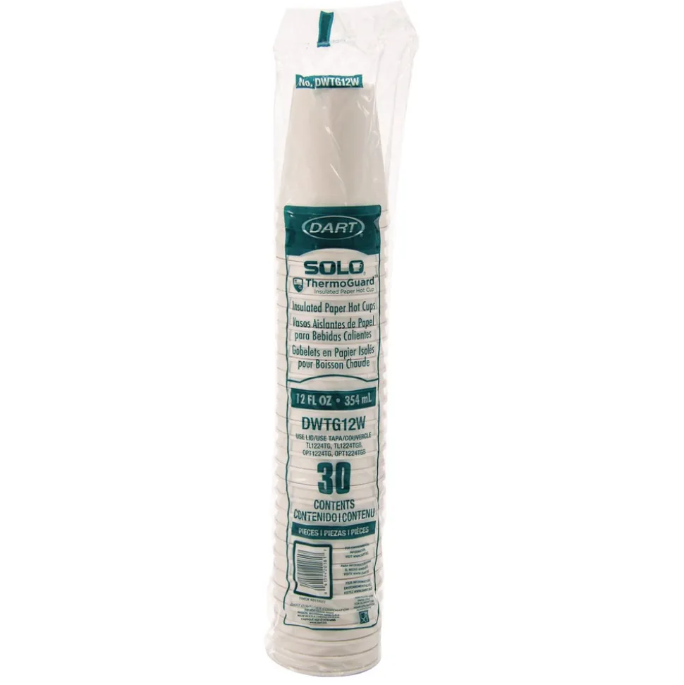 SOLO Thermoguard 12 oz. Sustainable Forest Print Insulated Paper Hot Cups - White (600/Carton)