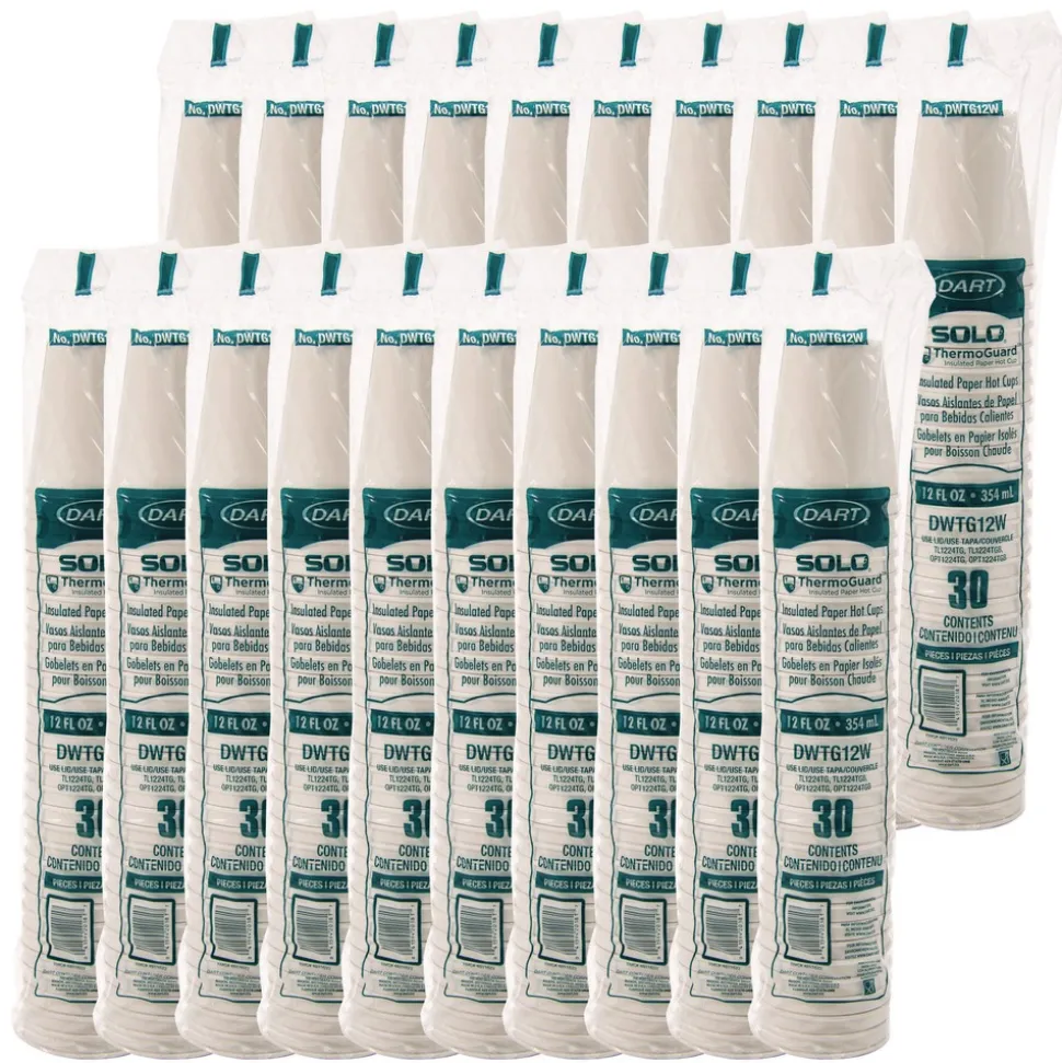 SOLO Thermoguard 12 oz. Sustainable Forest Print Insulated Paper Hot Cups - White (600/Carton)