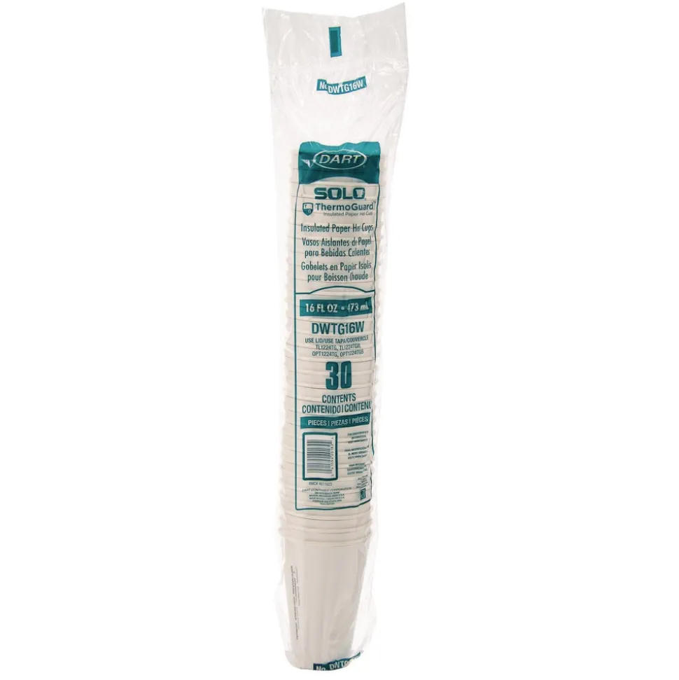 SOLO Thermoguard Insulated Paper Hot Cups 16 oz White Sustainable Forest Design 30/Pack