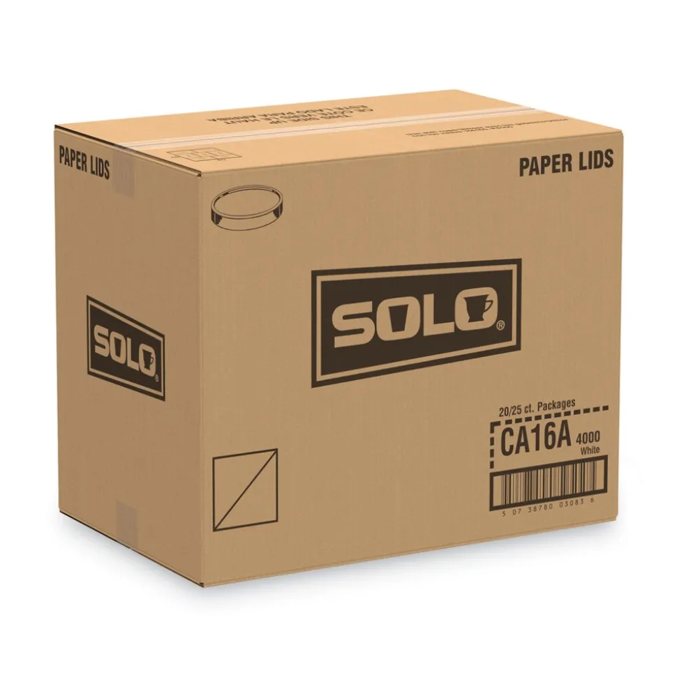 SOLO 16 oz Spiral-Wound Paper Hot Cup Lids - White (20/Carton)
