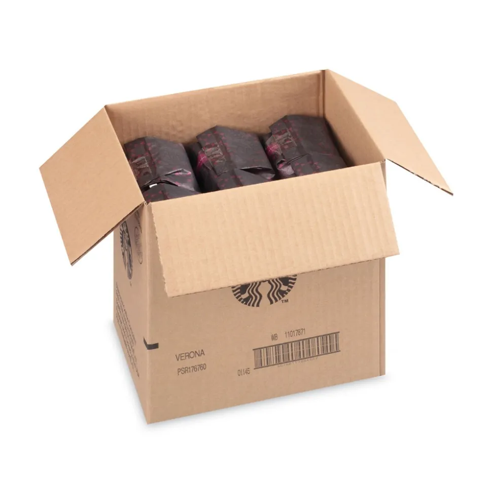 Starbucks 12411949 1 lb Bag Bold Whole Bean Coffee - Caffe Verona (6/Carton)