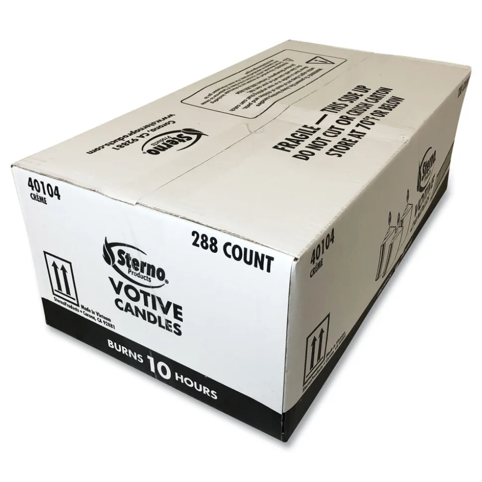 Sterno 10 Hour Burn 1.46 in. x 1.33 in. Food Warmer Votive Candles - White (288/Carton)