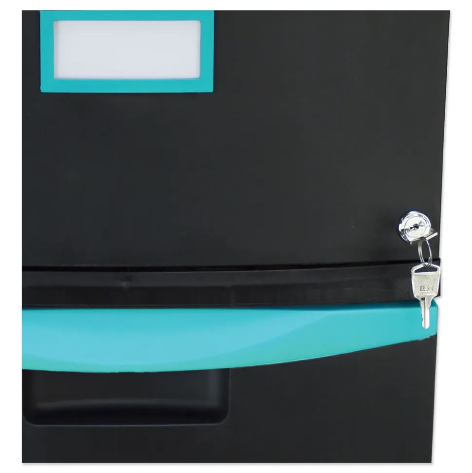Storex 1 Legal/letter-Size File Drawer 14.75 in. x 18.25 in. x 12.75 in. Single-Drawer Mobile Filing Cabinet - Black/Teal