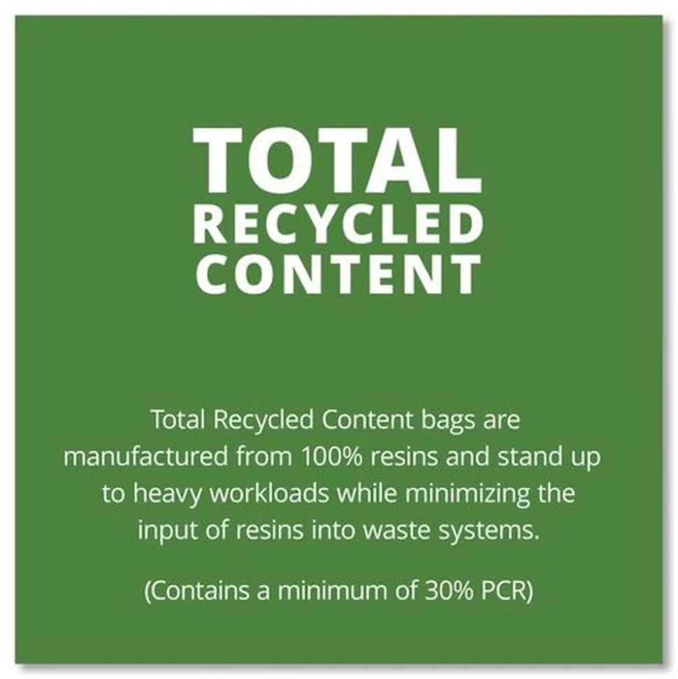 Stout by Envision 43 in. x 49 in. 56-Gallon 1.5 mil. Total Recycled Content Plastic Trash Bags - Black/Brown (100/Carton)