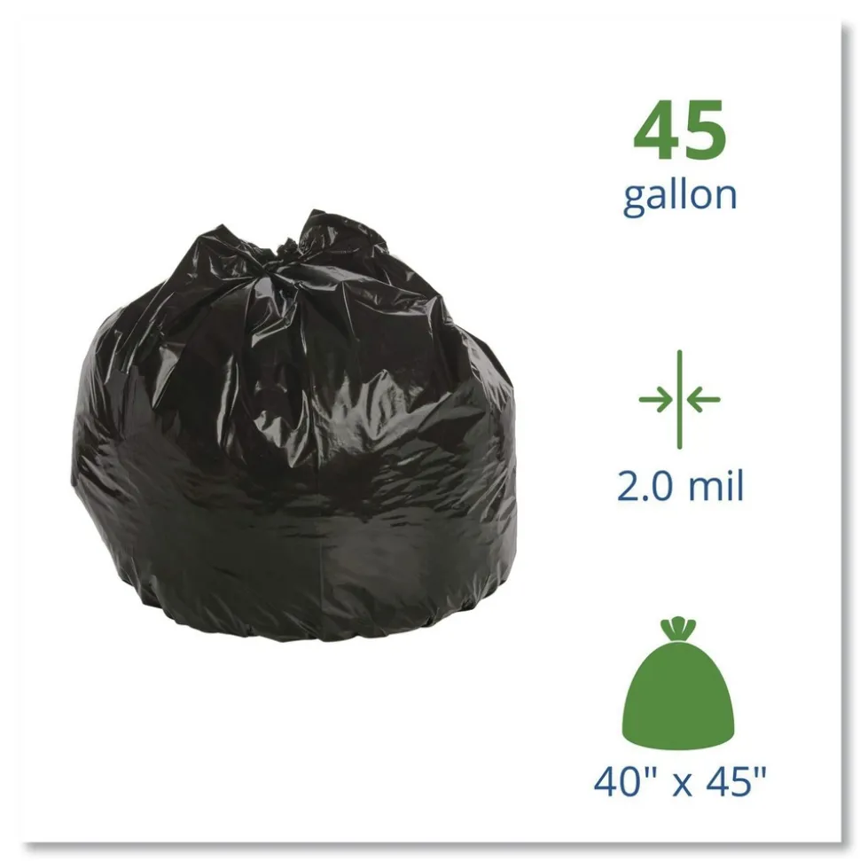 Stout by Envision 40 in. x 45 in. 45-Gallon 2 mil. Insect-Repellent Trash Bags - Black (65/Box)
