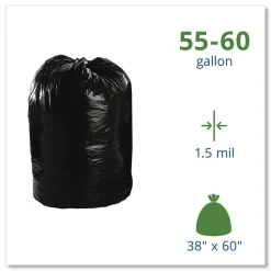 Stout by Envision 38 in. x 60 in. 1.5 mil. 60 Gallon Total Recycled Content Plastic Trash Bags - Brown/ Black (100/Carton)