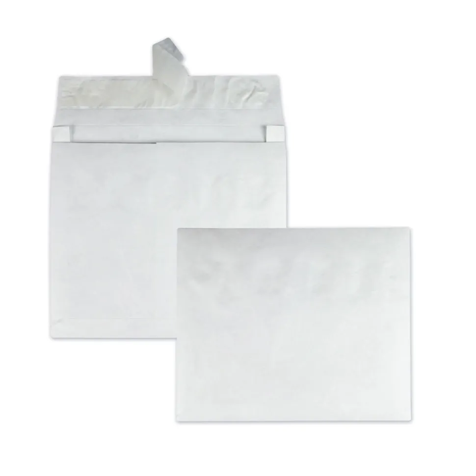 Survivor Tyvek 12 x 16 14 lb. Lightweight Square Flap Open End Expansion Mailers - White (100/Carton)