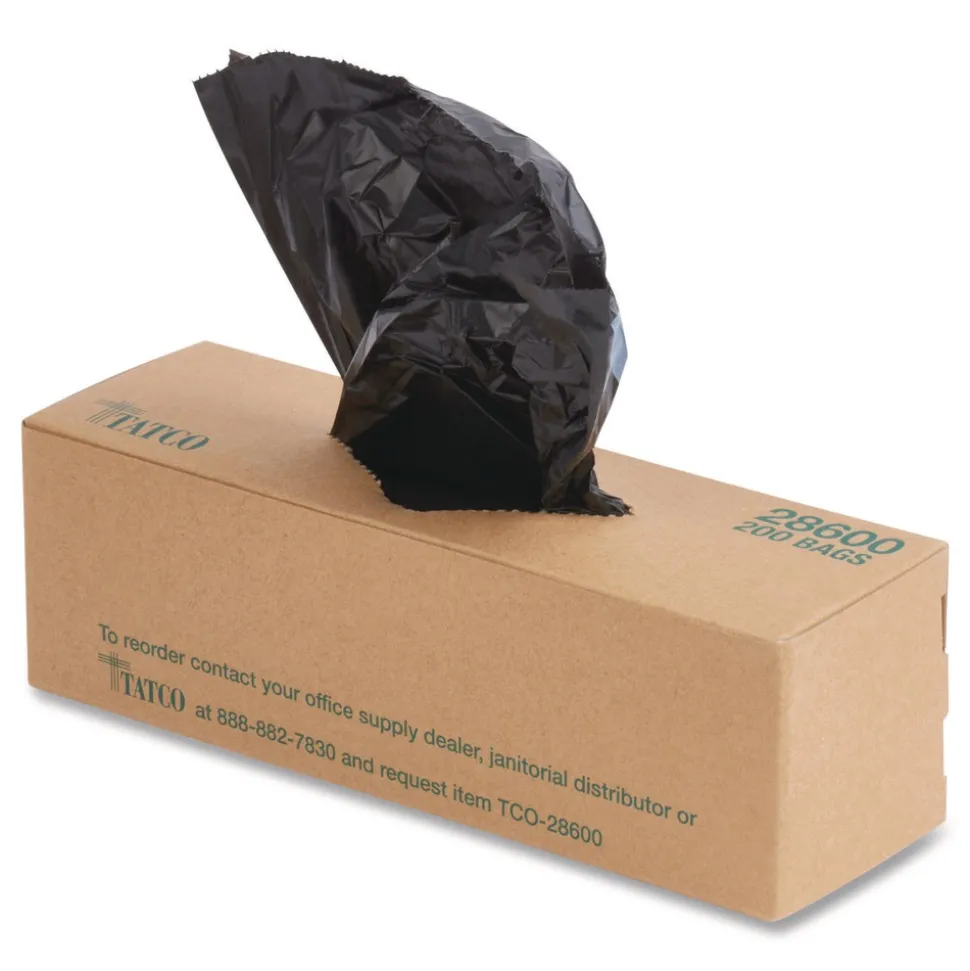 Tatco Dog Waste Bags Open-Face 0.5 gal 8-in x 13-in Black Perforated Roll 200 Bags/Roll 10 Rolls/Carton