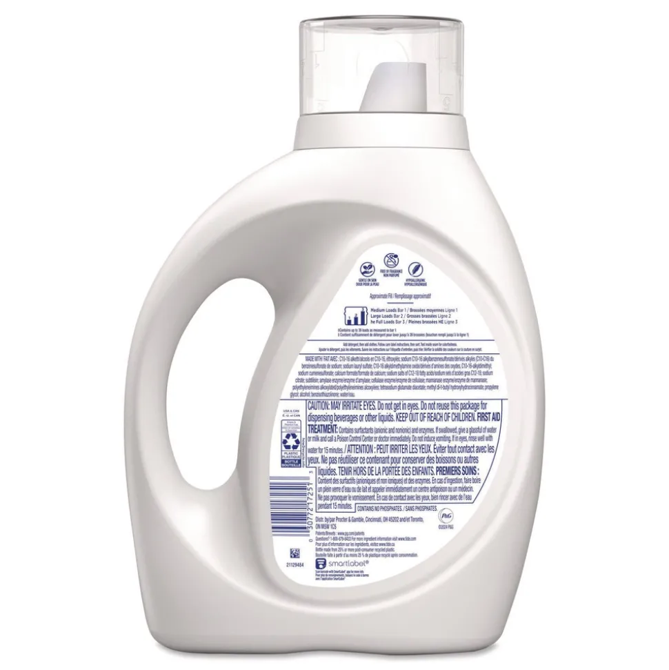 Tide 55 oz. 39 Loads Free and Gentle Odor Refresh Liquid Laundry Detergent (4/Carton)