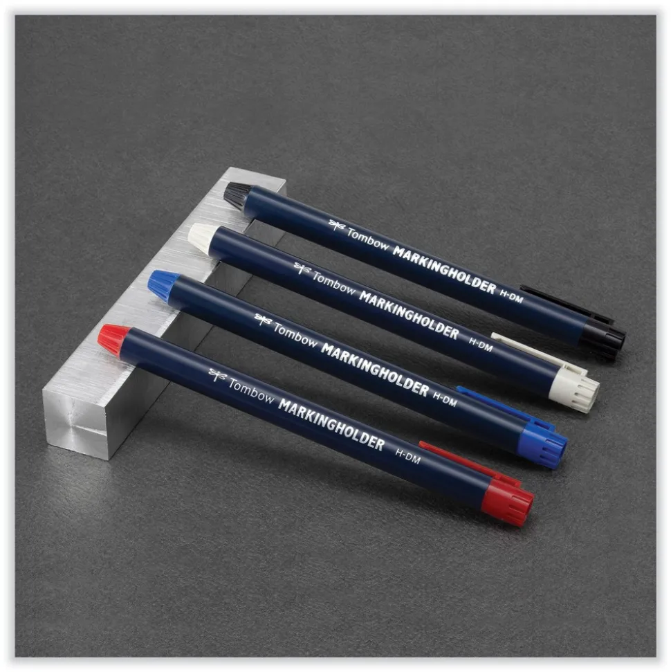 Tombow 4.4 mm Wax-Based Marking Pencil - Black Wax, Navy Blue Barrel (10/Box)