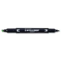 Tombow Mono Chisel/Bullet Tip Edge Highlighters - Yellow Green Barrel/Yellow Green Ink (10/Box)