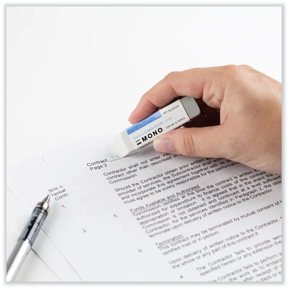Tombow Mono Rectangular Block Sand and Rubber Eraser for Pencil/Ink Marks - White/Medium