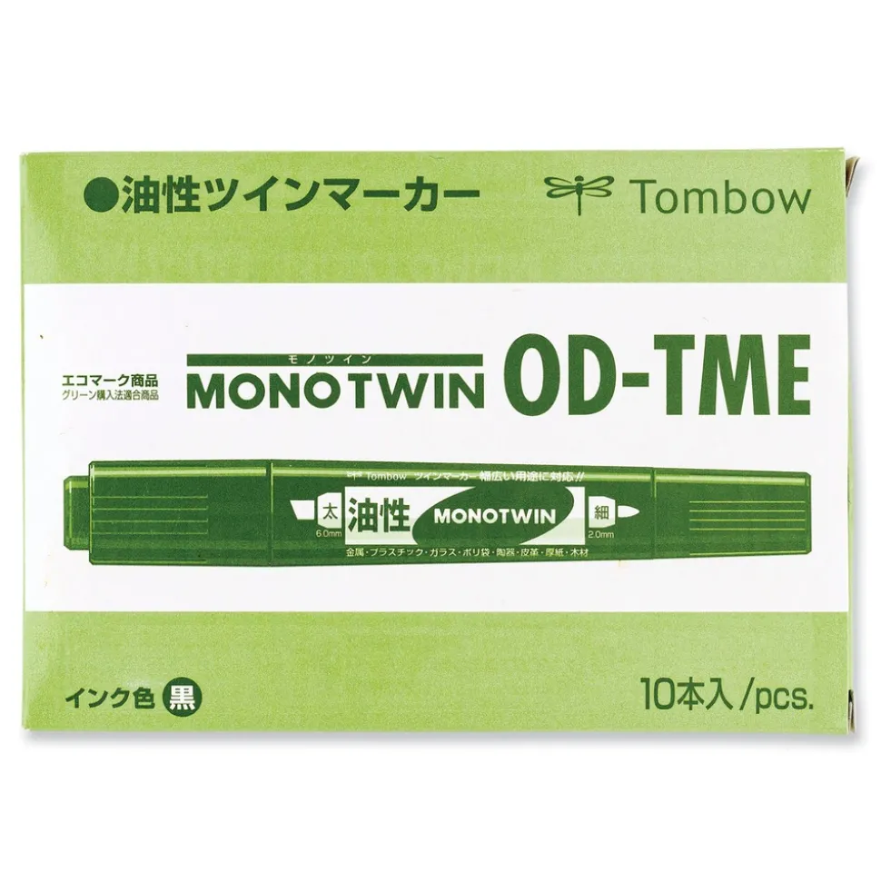 Tombow Mono Twin Fine/Broad Tips Bold Permanent Marker - Black (10/Box)