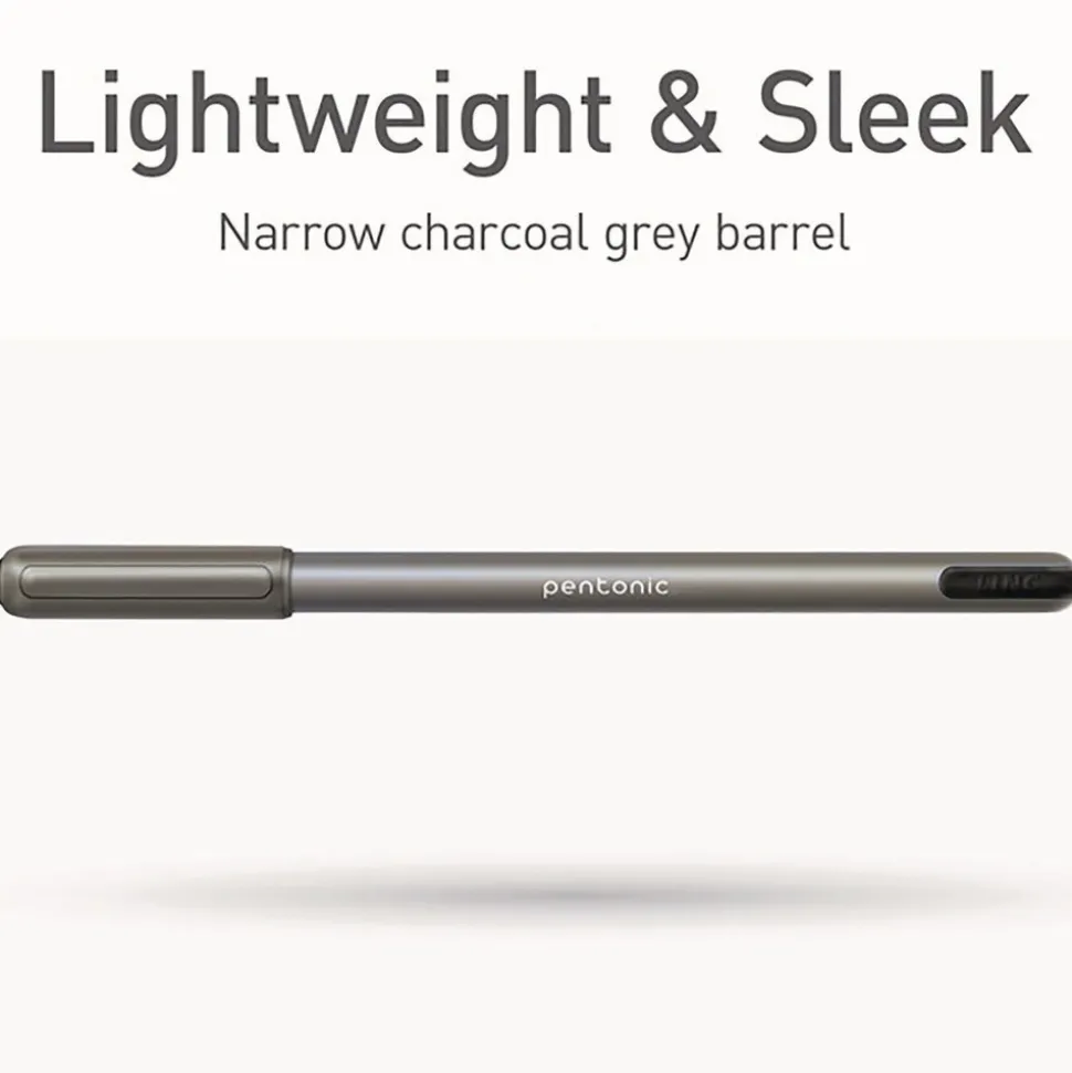 TOPS PENTONIC Medium 1 millimeter Stick Ballpoint Pen - Black Ink/Charcoal Gray Barrel (25/Pack)